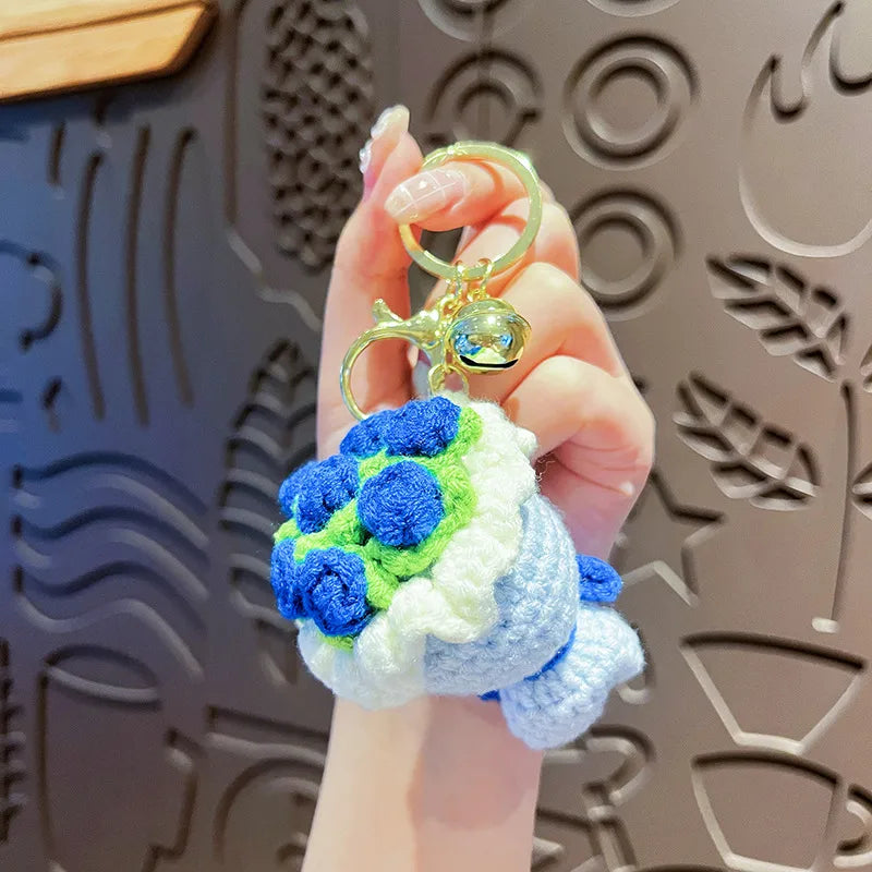 Original Plush Handheld Red Rose Sunflower Keychain Bag Pendant Valentine's Day Gift For Girls Cute And Soft Fabric Key Holder