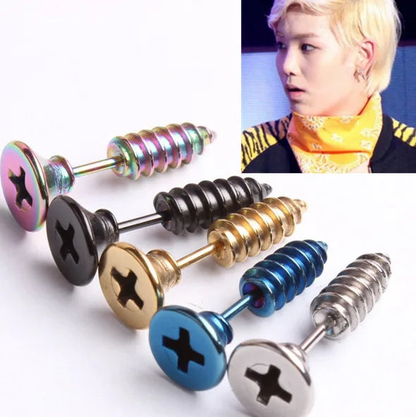 fashion solid color stainless steel ear studs 1 piece