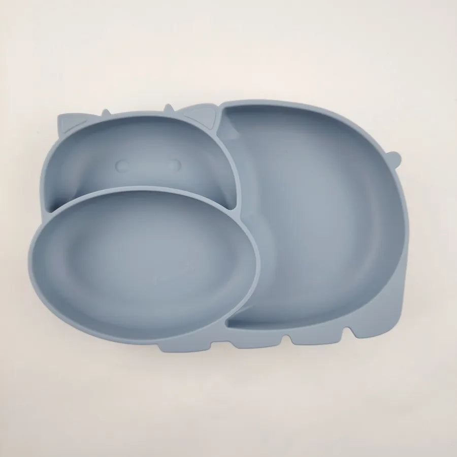 special baby cartoon plate suction cup silicone cattle grid plate special plate for eating baby food supplement plate