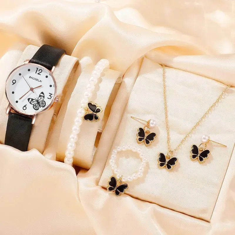 Cute Lady Sweet Butterfly Single Folding Buckle Quartz Women's Watches