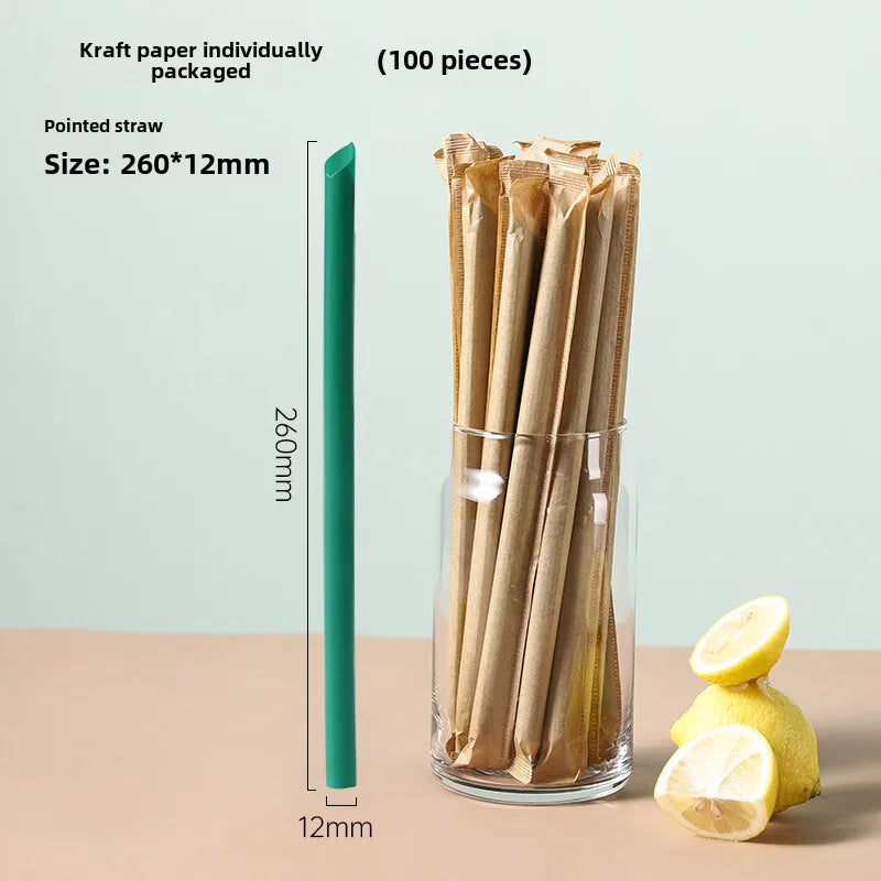 Disposable straw thick separate packaging commercial food grade plastic green hot drink pearl milk tea coffee special thin