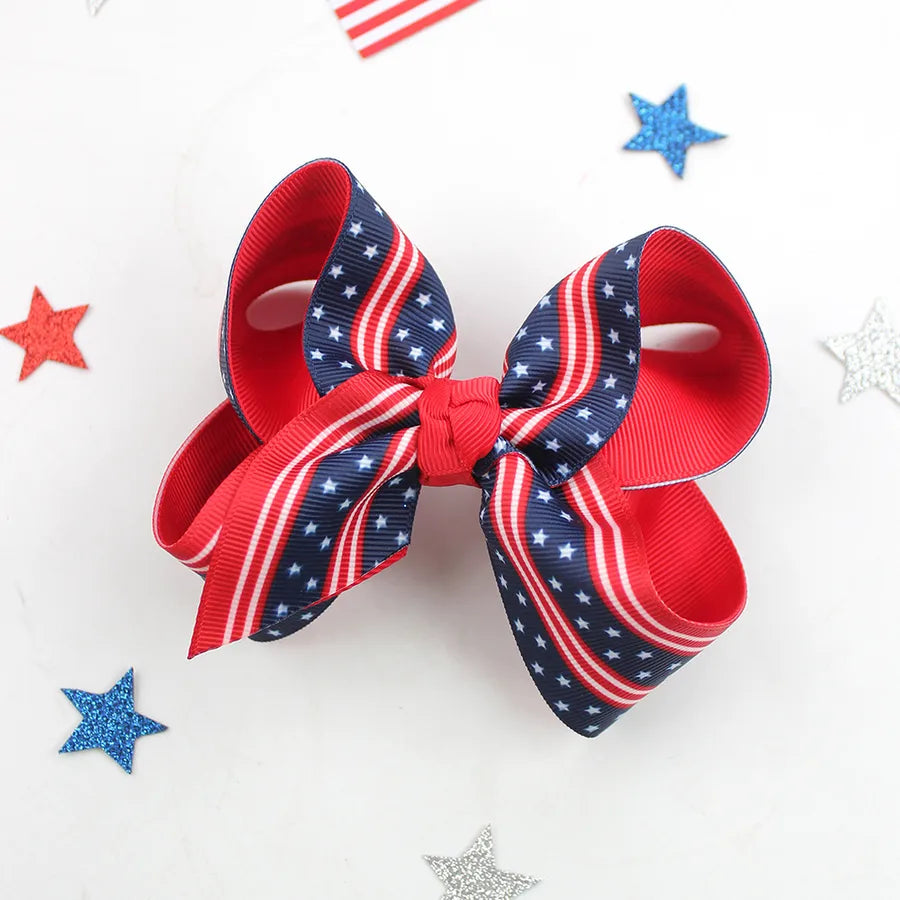 Independence Day Hairpin American Flag Bow Hair Accessories Children Girl Cute Headwear Patriotic Hairpin