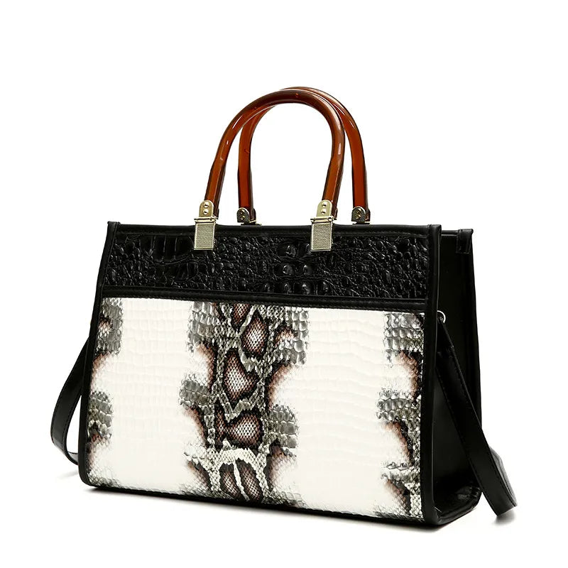 Women's Large Pu Leather Crocodile Vintage Style Streetwear Square Zipper Shoulder Bag