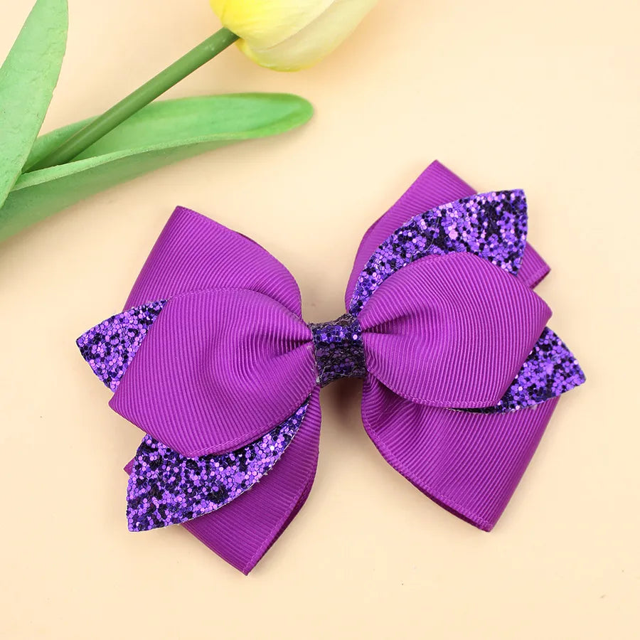 Europe and the United States new double-layer children's glitter film bow hair accessories girls hair clips cute girls hair accessories