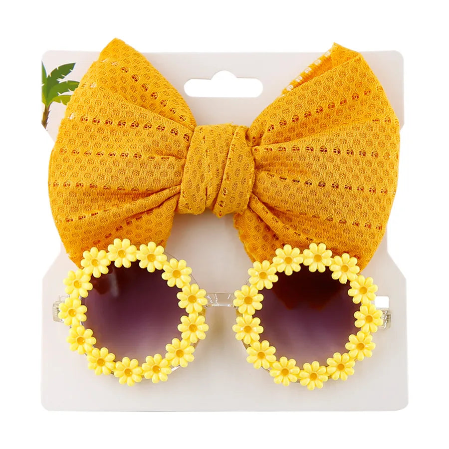 girl's fashion flower ac round frame sunglasses