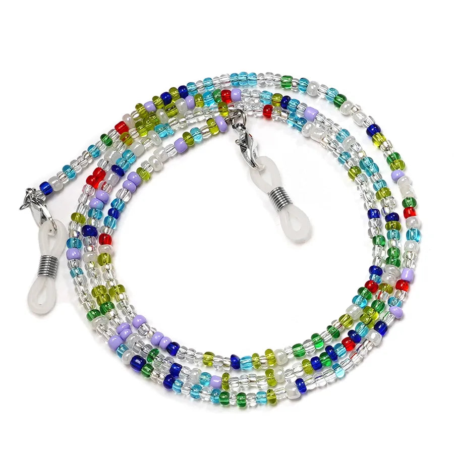 Amazon European and American wind mask chain color beaded chain Women's personality simple glasses chain star face mask rope