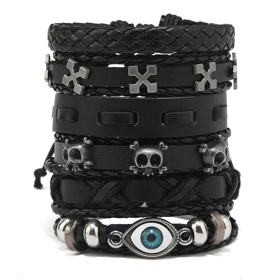 hip-hop solid color pu leather men's bangle 1 piece