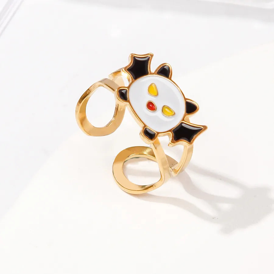 Stainless Steel Halloween Christmas Ring Fashion Universal Design Open Monster Ring Jewelry Cartoon Figures Pattern