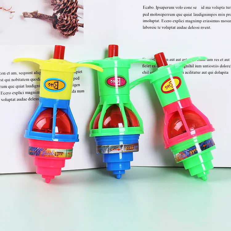 creative children's luminous rotating toy colorful gyro catapult belt transmitter