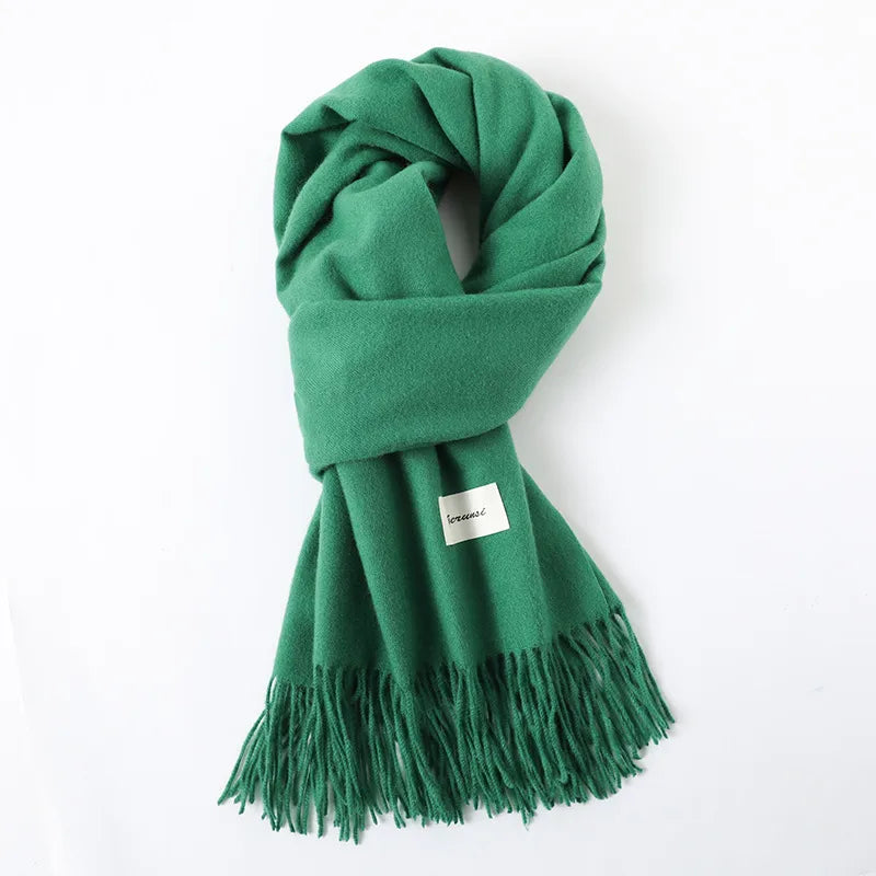 women's simple style solid color imitation cashmere scarf