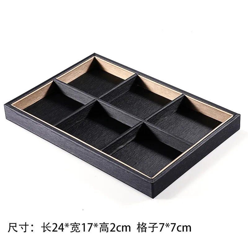 Jewelry Display Stand Ring Earring Bracelet Organizer Counter Decoration Rectangular Wooden Tray Luxury Feel Combination Craft