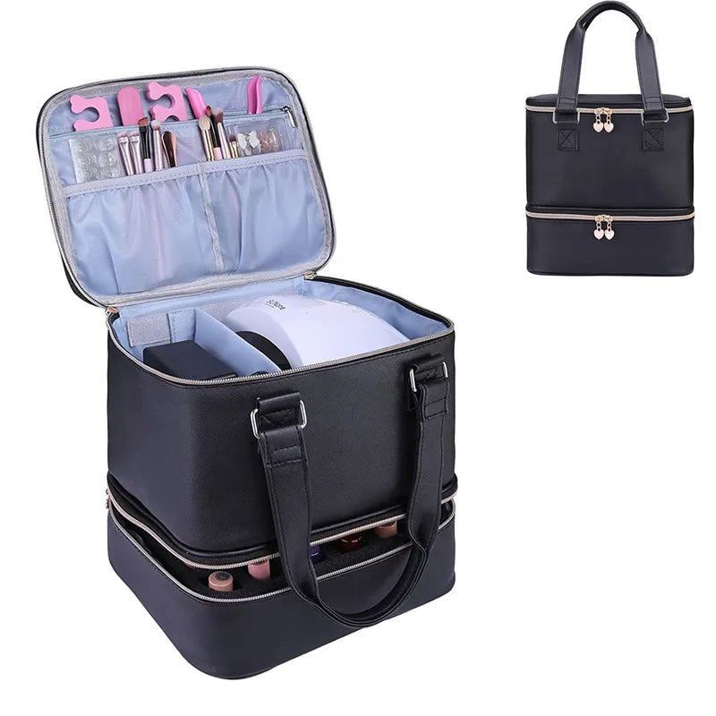 Basic Stripe Solid Color Pu Leather Cloth Square Makeup Bags