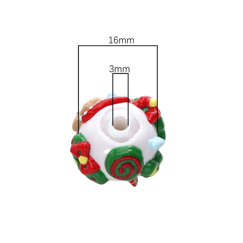Acrylic Christmas Hand-Painted Gingerbread Man Cartoon Bead Pendant Handmade DIY Beaded Bracelet Phone Chain Accessories