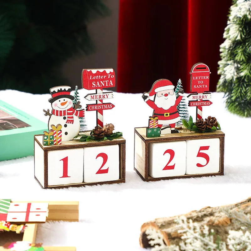Christmas Wooden Pinecone Countdown Calendar Decorative Mailbox Countertop Ornaments Business Countryside New Style