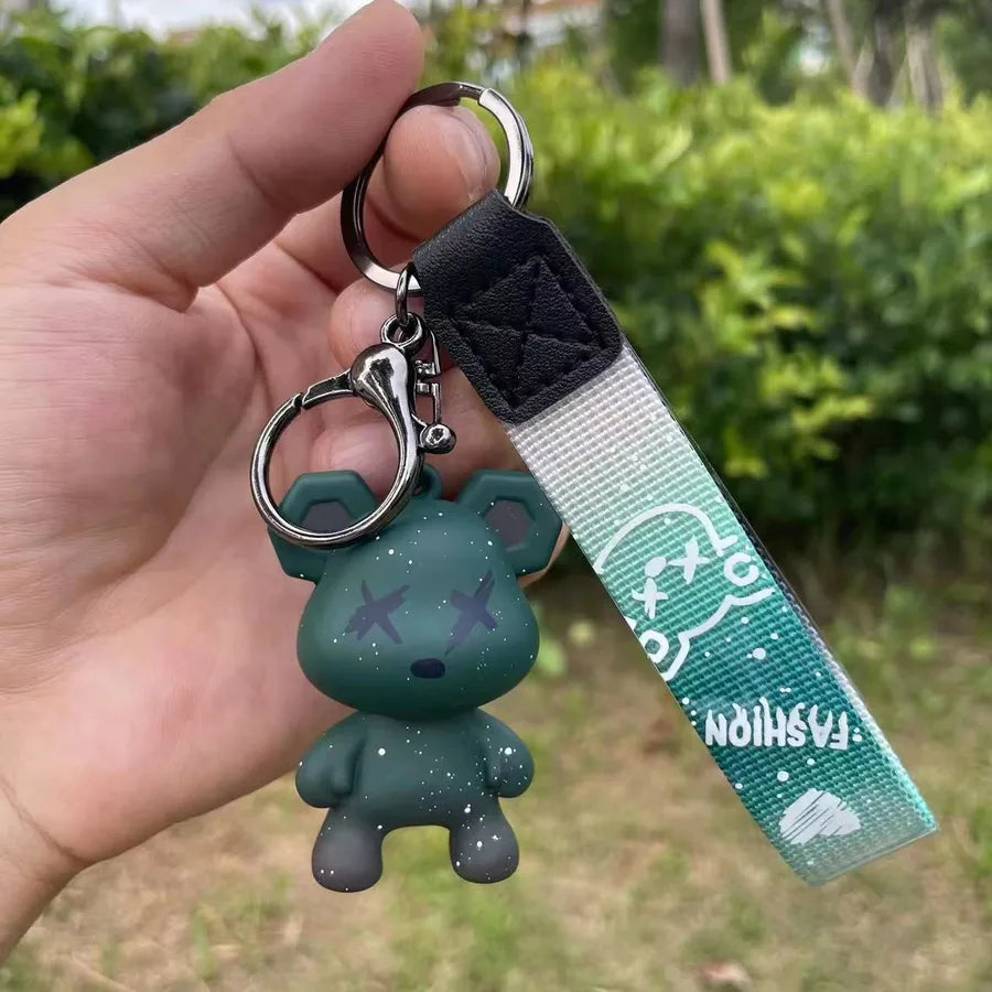 cartoon style cute bear silica gel unisex bag pendant keychain