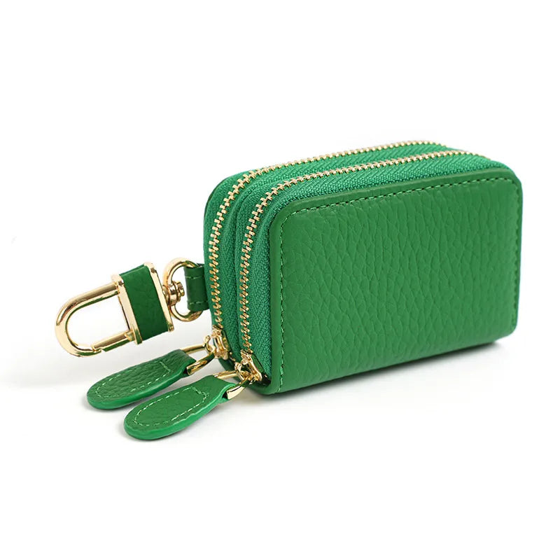 universal leather car key case  utility vehicle key case portable double zipper key case