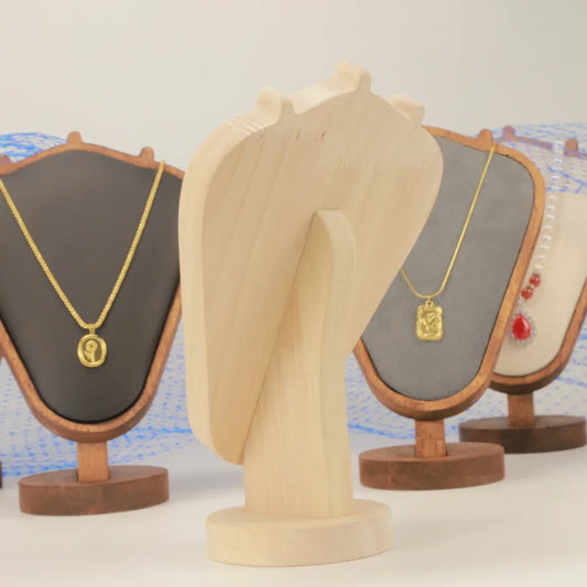 1 Piece Log Flannel Walnut Elegant Geometric Jewelry Display