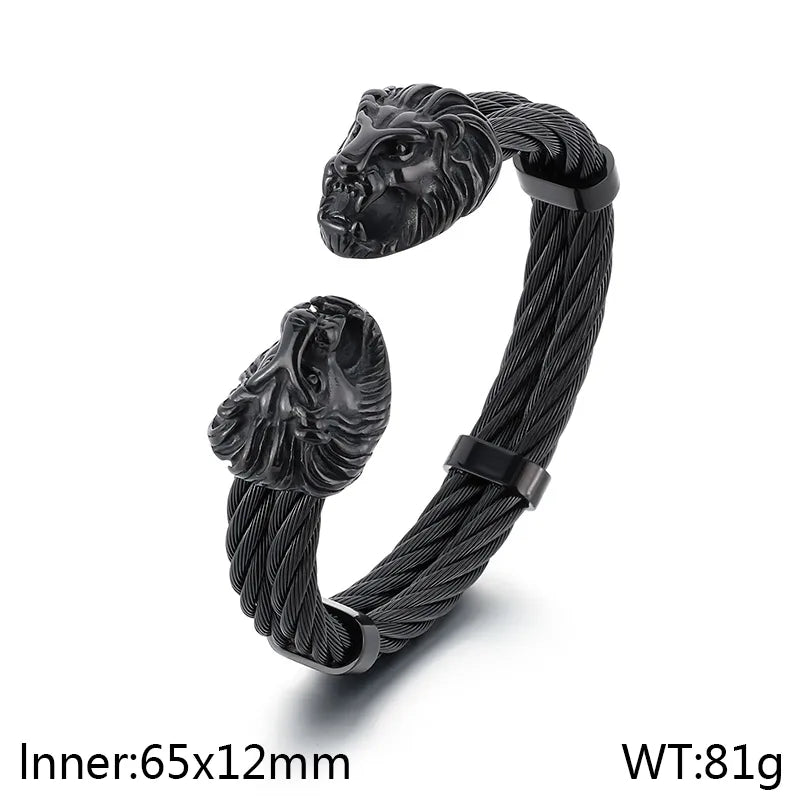 Wholesale Jewelry Hip-Hop Lion 304 Stainless Steel Agate Bangle Necklace