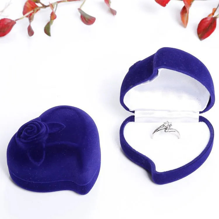 simple style heart shape flannel jewelry boxes