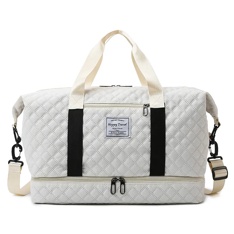 Fashion short-distance travel rhombus dry and wet separation sports handbag yoga fitness bag large capacity shoe warehouse travel bag