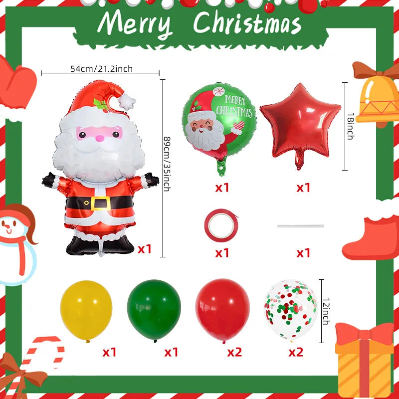 Christmas Nordic Style Cute Modern Style Christmas Tree Santa Claus Letter Aluminum Film Christmas Party Festival Balloons