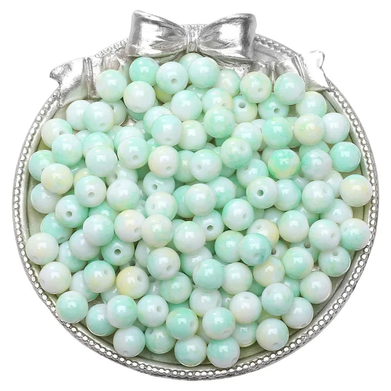 8mm Glass Gradient Porcelain Beads Round Beads Loose Beads DIY Handmade Beaded Bracelet Jewelry Accessories Material Kit Wholesale