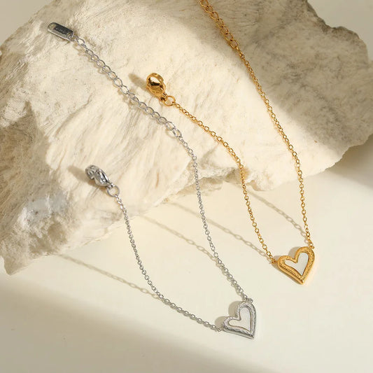 Casual Cute Lady Heart Shape Solid Color 304 Stainless Steel 18K Gold Plated Acrylic cable chain Bracelets In Bulk