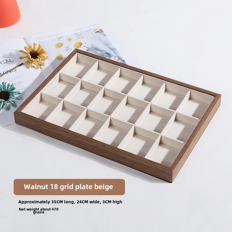 Walnut wood grain jewelry storage box ring tray stud earrings necklace watch tray jewelry bracelet display