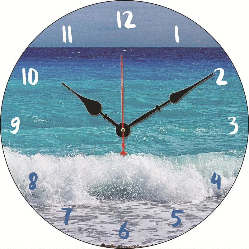 silent wall clock retro wood ocean clock wall sticker simple wall clock retro explosion hanging clock