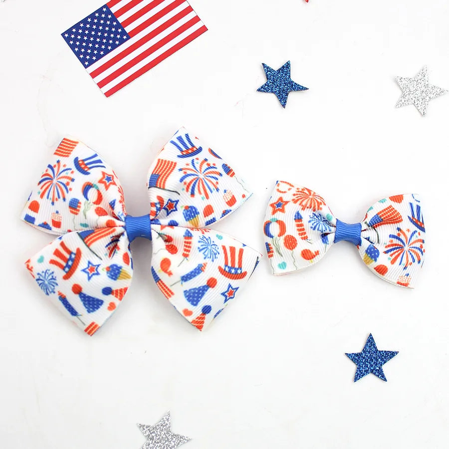 Independence Day Hairpin American Flag Bow Hair Accessories Children Girl Cute Headwear Patriotic Hairpin