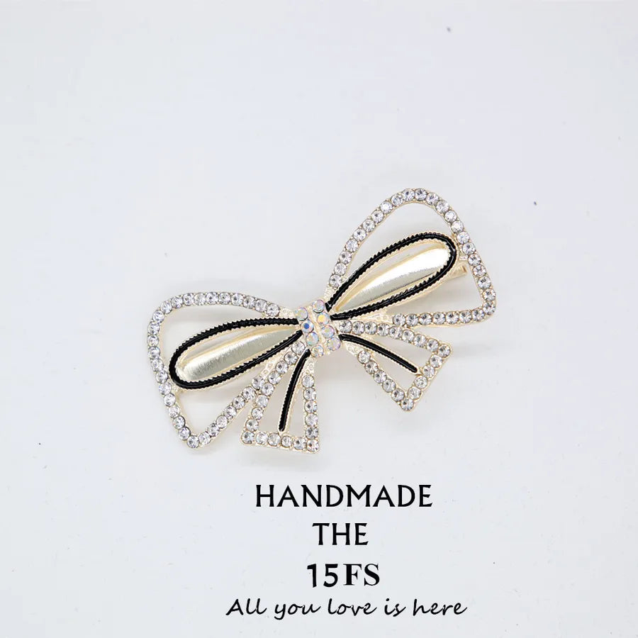 diamond-studded bow alloy hair clip