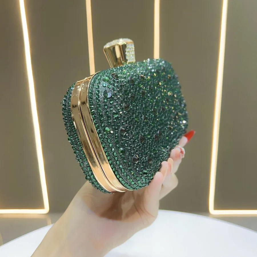 Elegant Shiny Luxury Women's Clutch Bag Fashionable Evening Handbag Stylish Polyester Square Box Bag With Chain Print