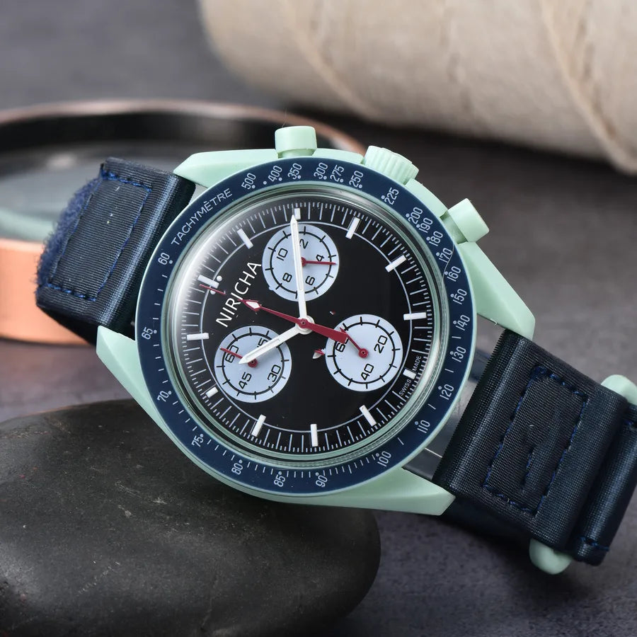 Foreign Trade Men's Niricha Oujia Glue Shell 6-Pin Super Luminous Quartz Watch Manufacturer Wholesale One Generation