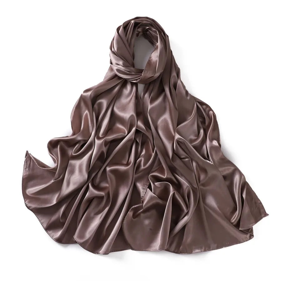 women's streetwear solid color satin winter scarves