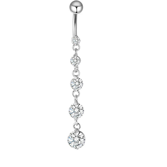 1 Piece Belly Rings Simple Style Classic Style Solid Color 304 Stainless Steel Inlay Zircon Belly Rings