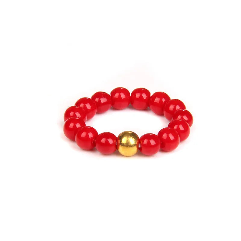 retro solid color natural stone beaded rings 1 piece