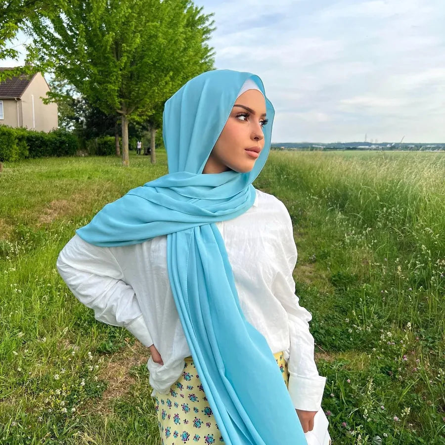 Women's Casual Elegant Simple Style Solid Color Chiffon Printing and Dyeing Hijab