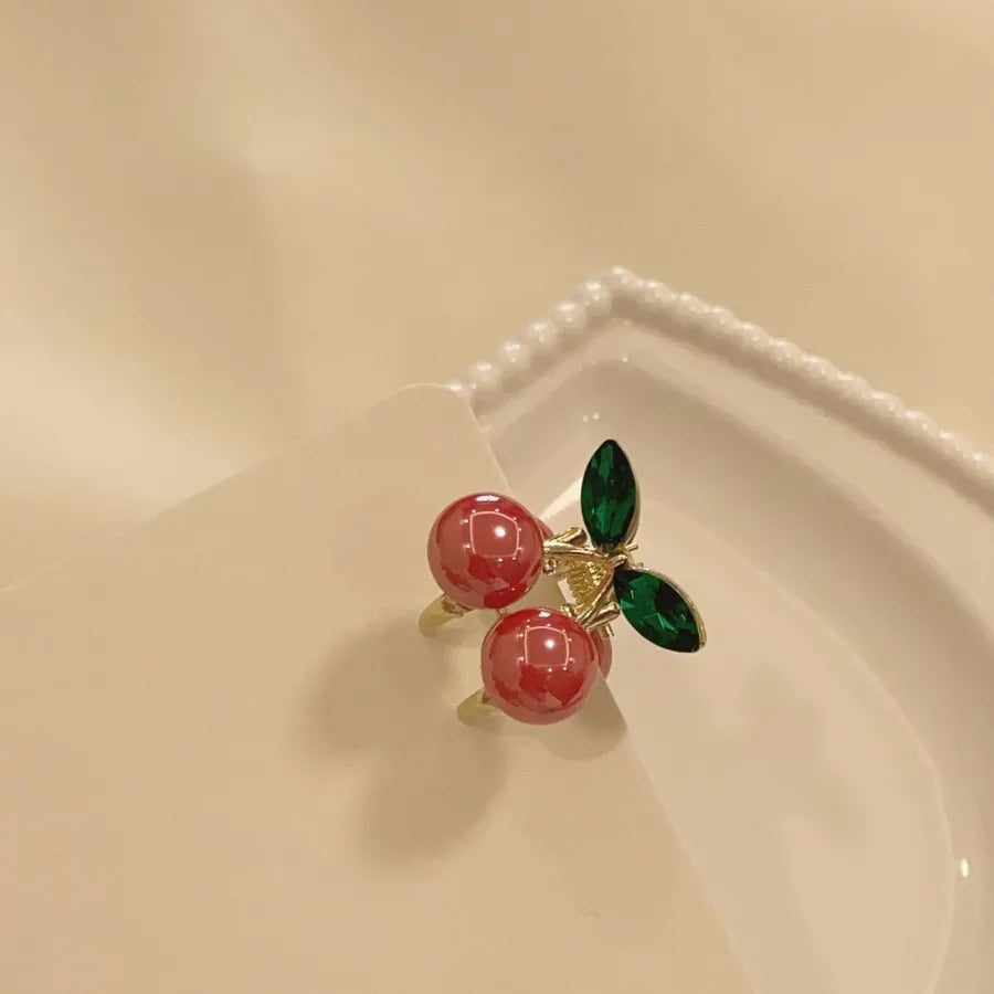 Cute Sweet Women's Cherry Imitation Pearl Hair Claws