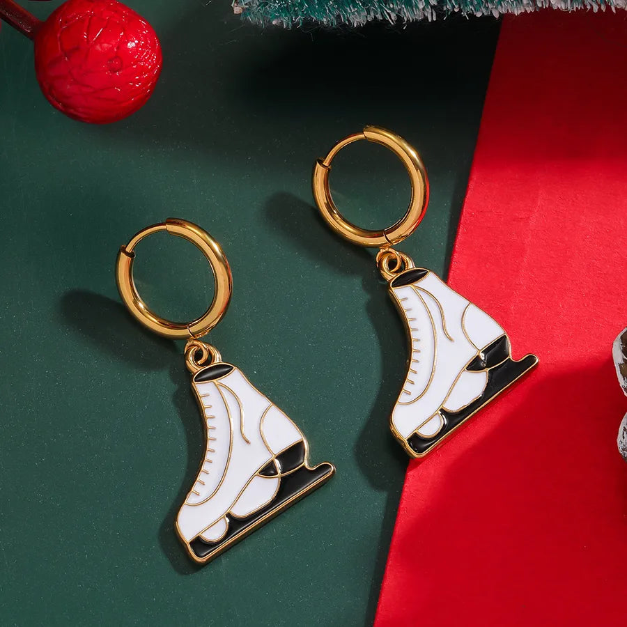 Christmas Santa Claus Ear Cuffs Titanium Steel 316L Quality Suitable For Commuting And Casual Occasions Drop Oil Earrings