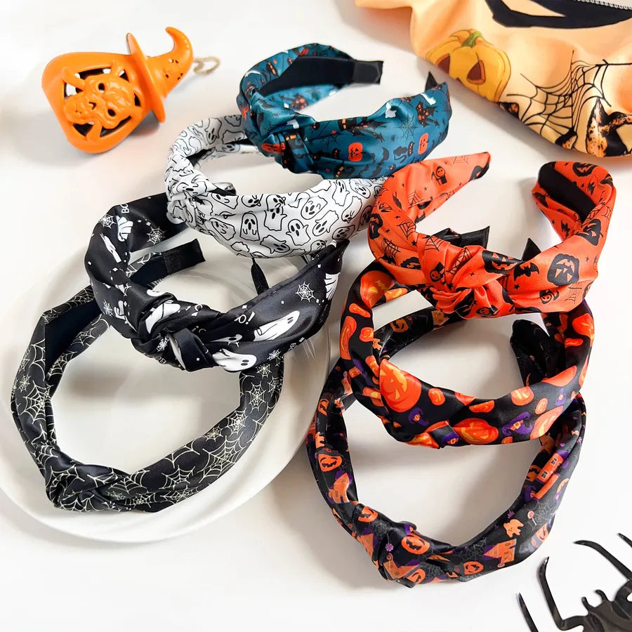 Halloween Skeleton Pumpkin Hairband New Style Funny High Top Knot Headband Atmosphere Feeling Hair Accessories Women's Headwear