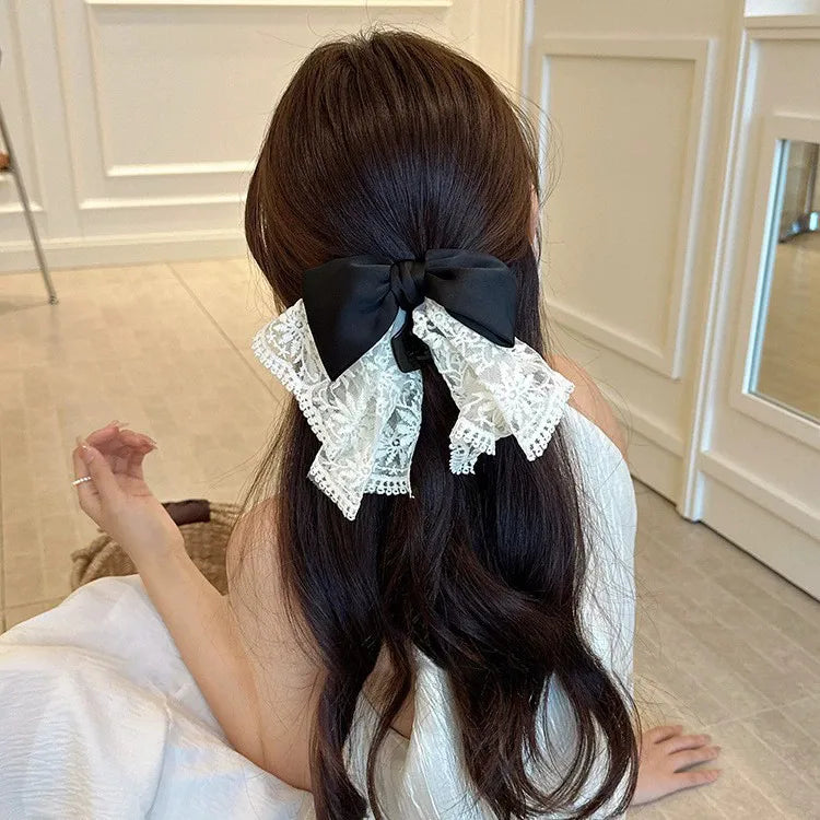 Elegant Lace Butterfly Knot Hair Clip Women's Fashionable Shark Clamp Hair Accessories Fairy Style Hairpins Headwear