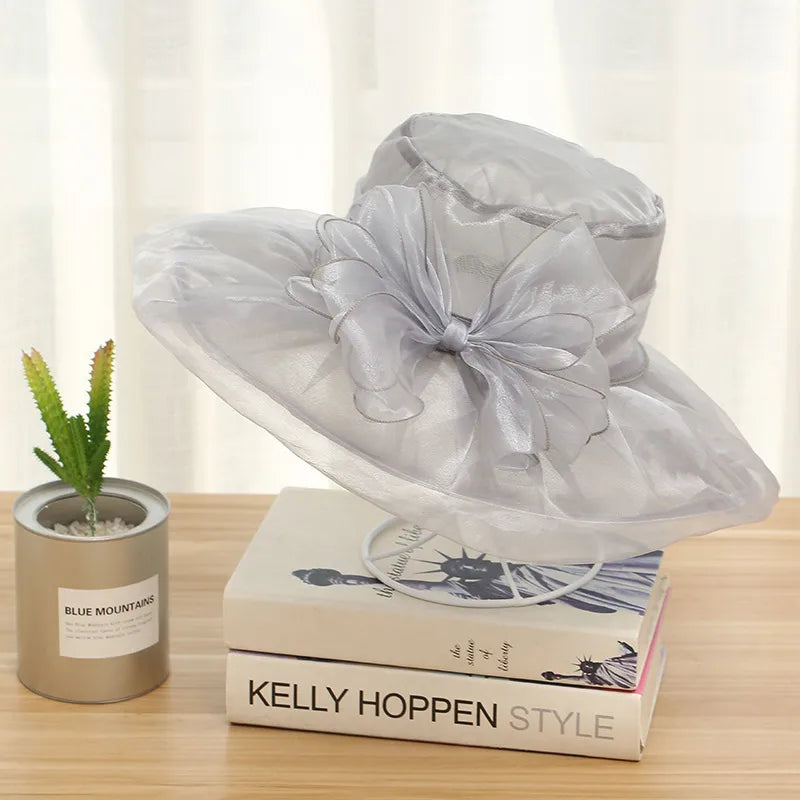 Women's Exaggerated Lady Vacation Solid Color Flower Big Eaves Sun Hat