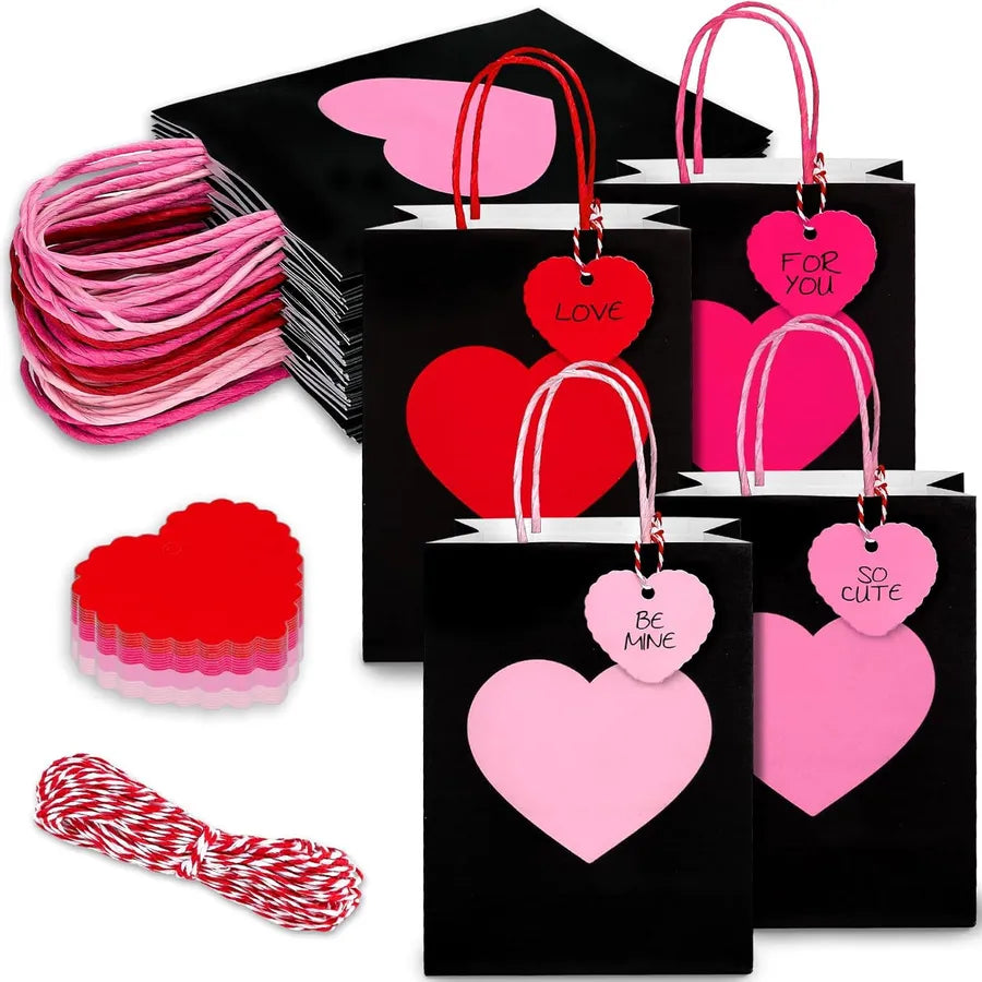 Valentine'S Day Simple Style Heart Shape Paper Party Gift Bags Party Supplies Gift Wrapping Supplies 1 Set