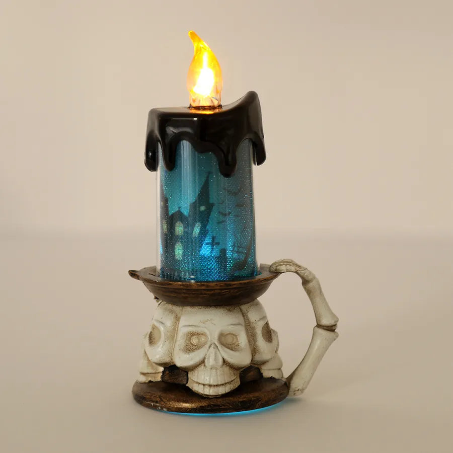 Halloween Pumpkin Candle Light Skull Flame Light Small Night Light Bar Secret Room Decoration Costume Prop Plastic Material