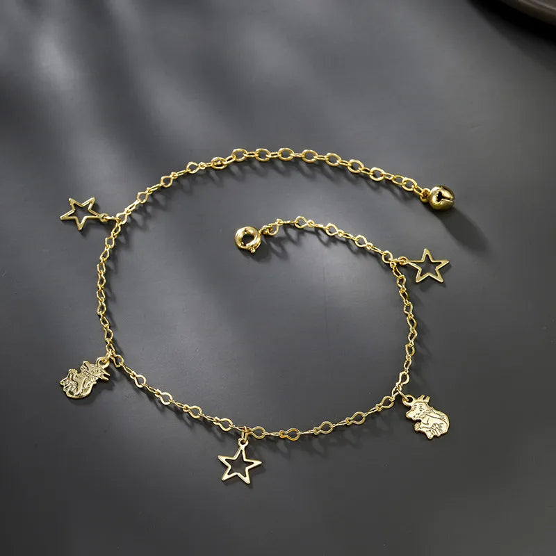 Wholesale Jewelry Elegant Lady Simple Style Star Alloy 18K Gold Plated Plating Anklet