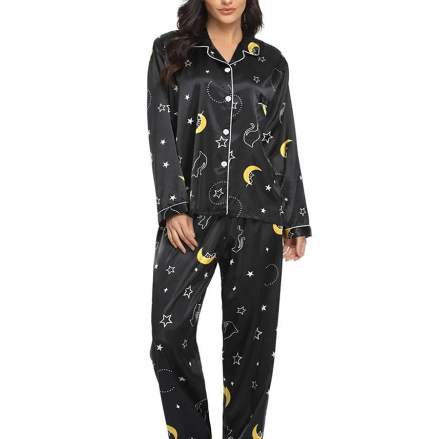 women's fashion flower leopard polyester button pants sets