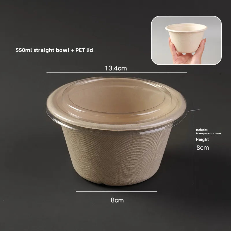 Disposable paper bowl tableware set paper bowl commercial household bowl degradable whole box disposable round bowl