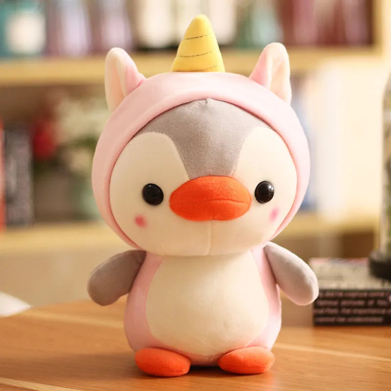 Suitable for Internet Popular Cute Penguin Doll Plush Toy Little Penguin Transformation Dinosaur Frog Doll Trumpet Grab