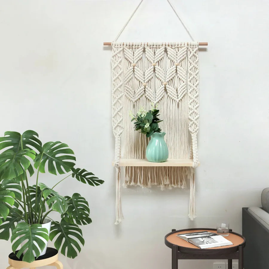 New Pure Cotton Rope Hand-woven Tapestries Storage Rack Home Storage Wall Decorations Simple and Practical Decorations