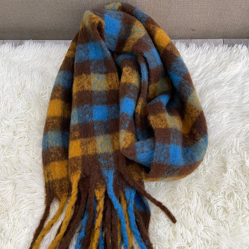 women's fashion stripe polyester tassel winter scarves